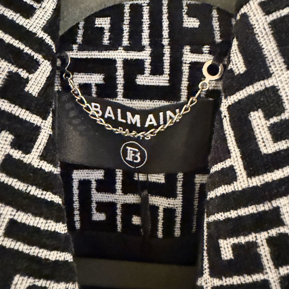 Balmain Black and White Patterned Jacket - image 4